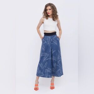 BAYOU PALMS PRINT DENIM PAPERBAG WAIST PANT TYRESE SYDONNA OBO